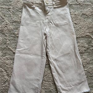 Zara Kids Cream Elastic Waist Wide Leg Cropped Pants